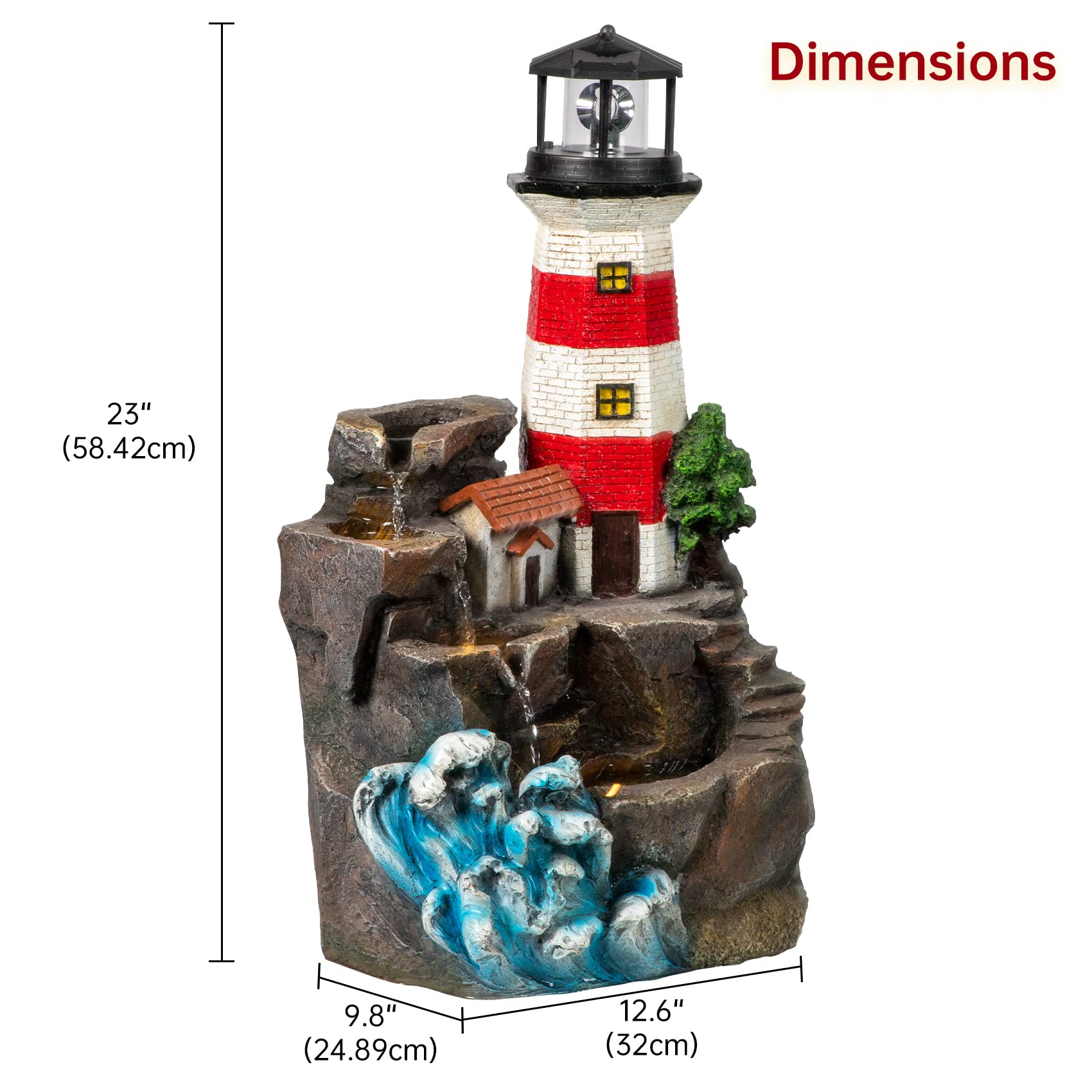 solar lighthouse water feature