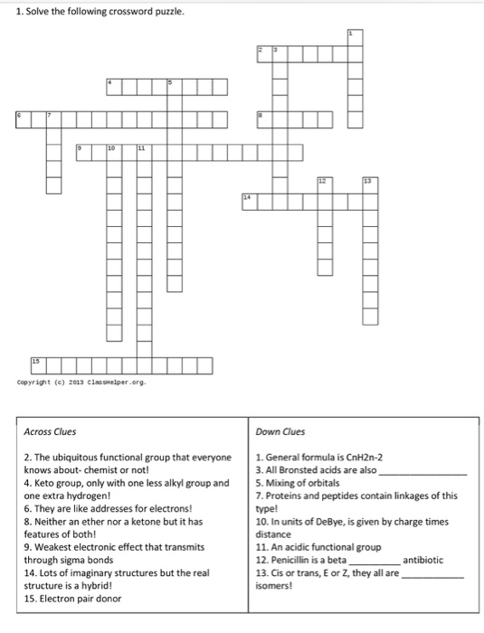 solve the following crossword puzzle