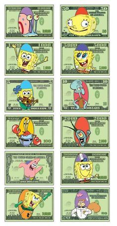 spongebob money printable