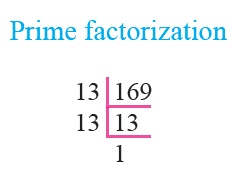 square root of 169 by prime factorization