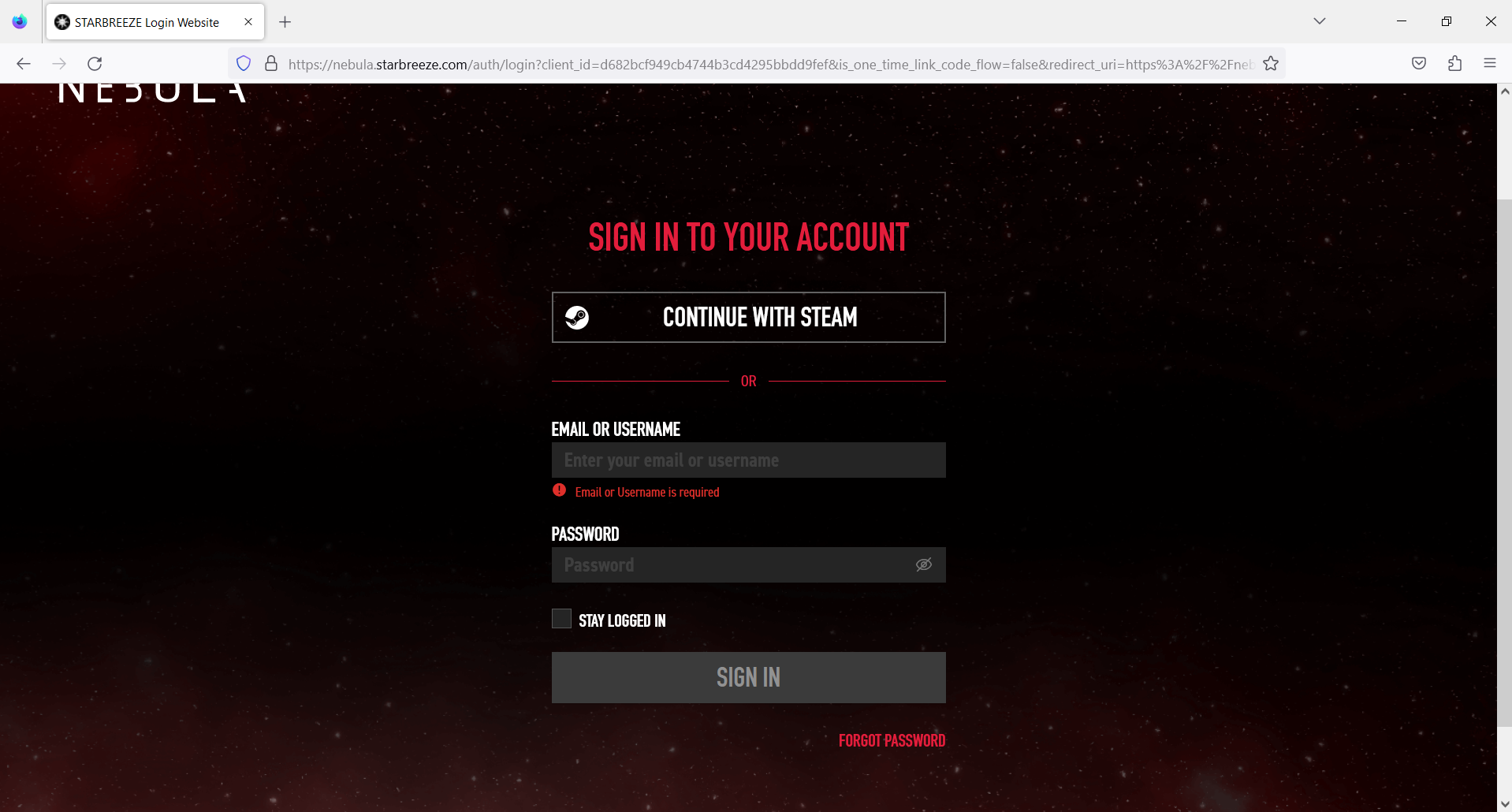 starbreeze login