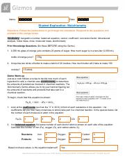 student exploration stoichiometry gizmo answer key