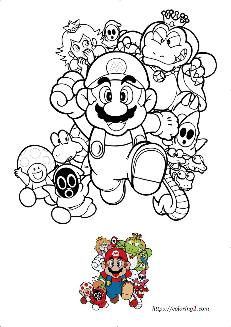 super mario brothers pictures to color