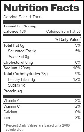 taco bell nutrition facts