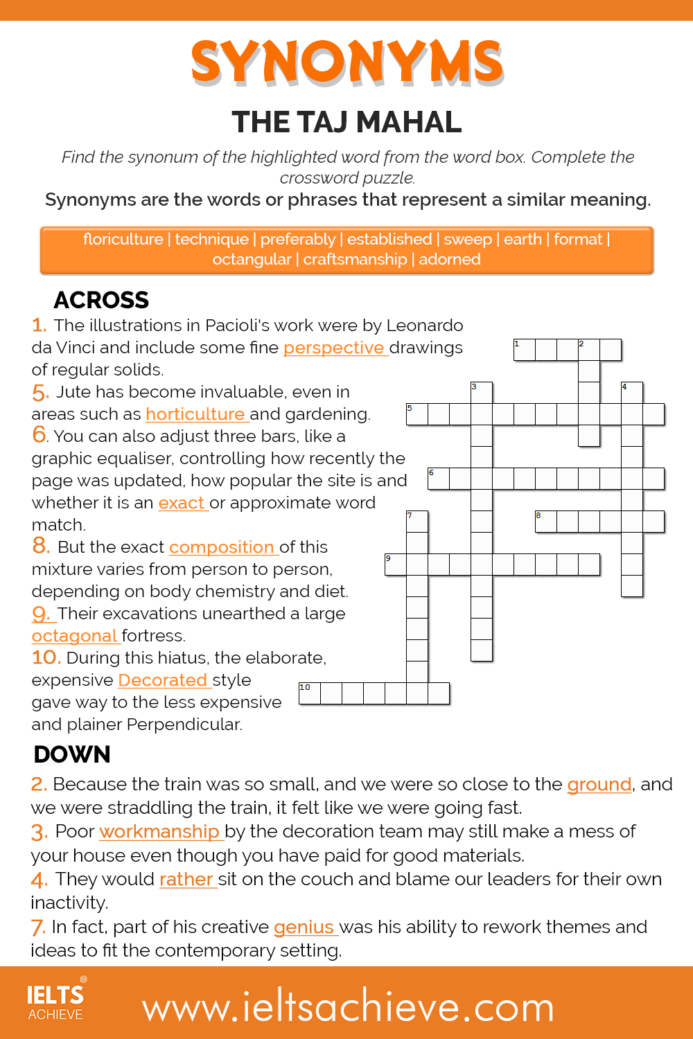 taj mahal site crossword