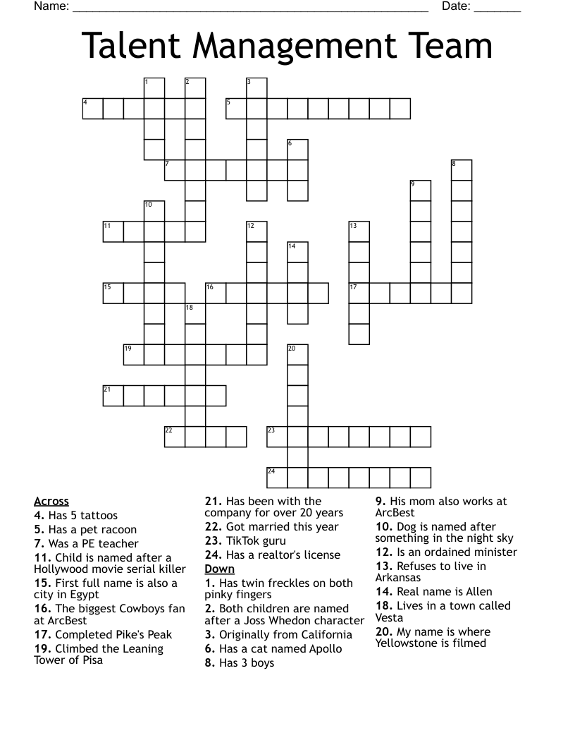talent crossword puzzle clue