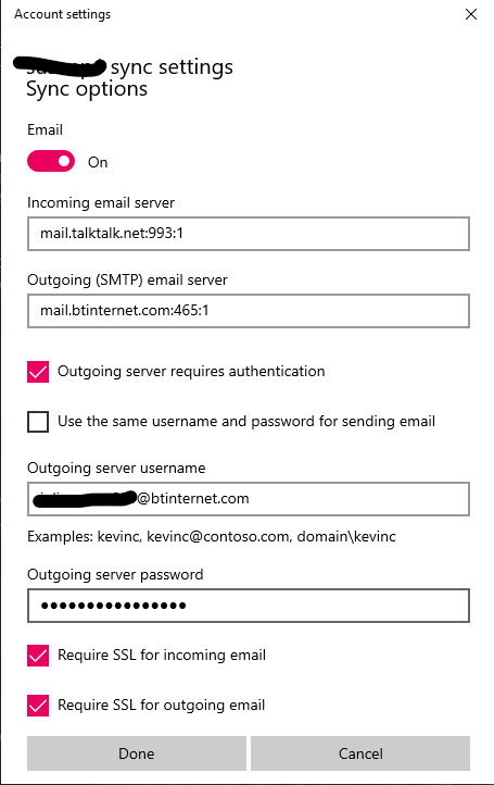 talktalk email server settings