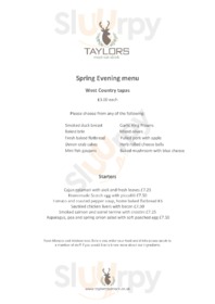 taylors restaurant tavistock menu