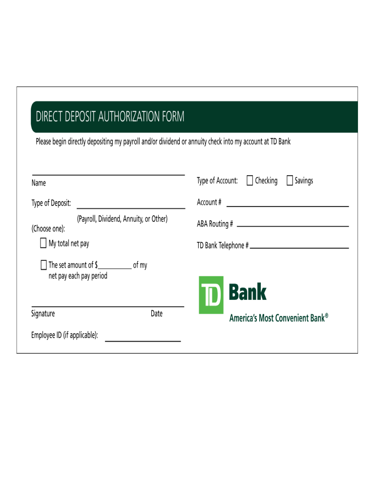 td direct deposit information