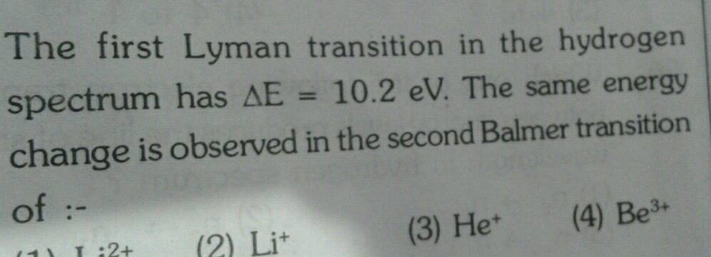 the first lyman transition in the hydrogen spectrum has