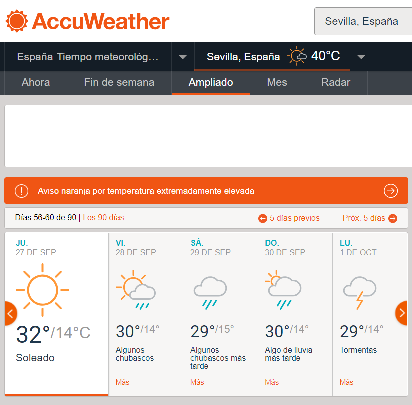 tiempo en sevilla 14 dias accuweather