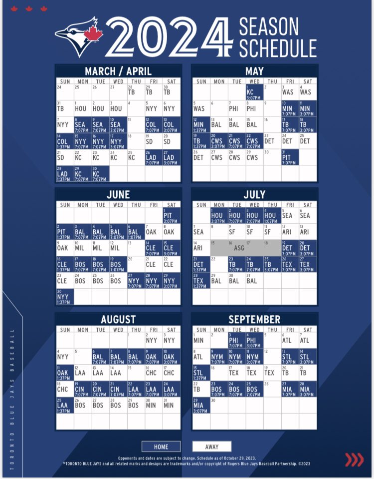 toronto blue jays schedule 2023 printable