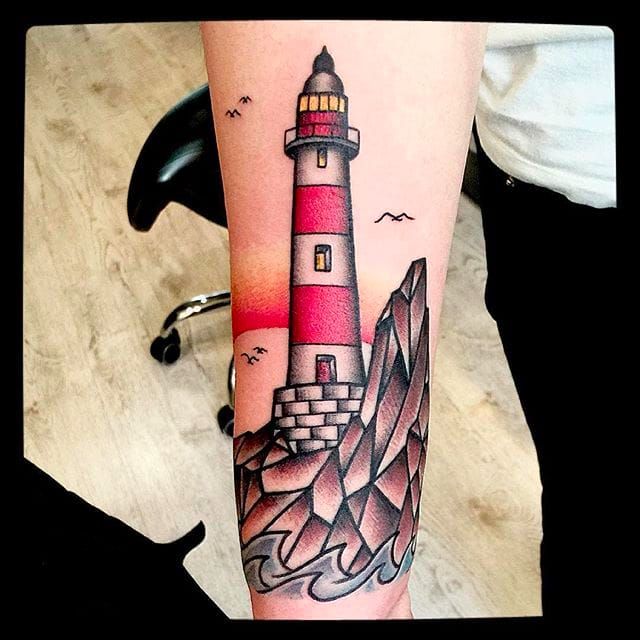 traditional lighthouse tattoo