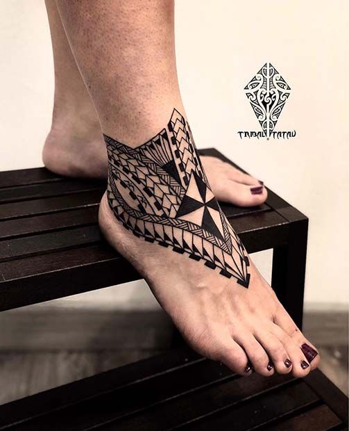 tribal tattoo on foot