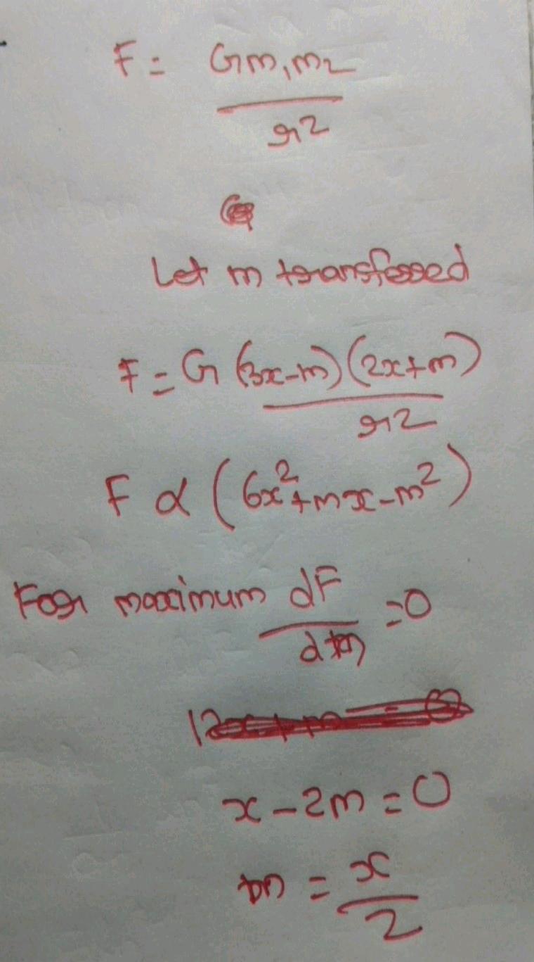 two point objects of mass 2x and 3x