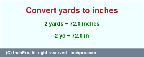 two yards equals how many inches