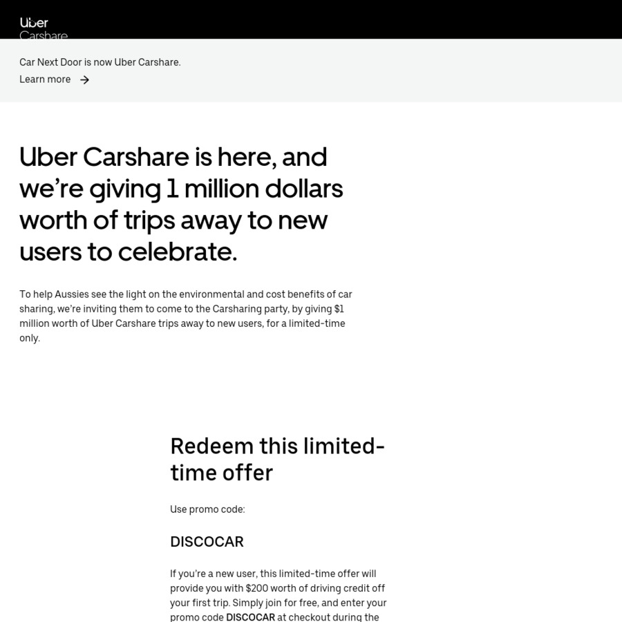 uber carshare promo code $200 off