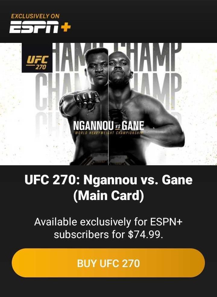 ufc pay per view events