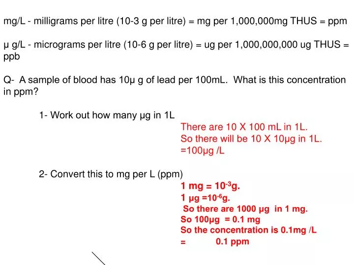 ug l ppm