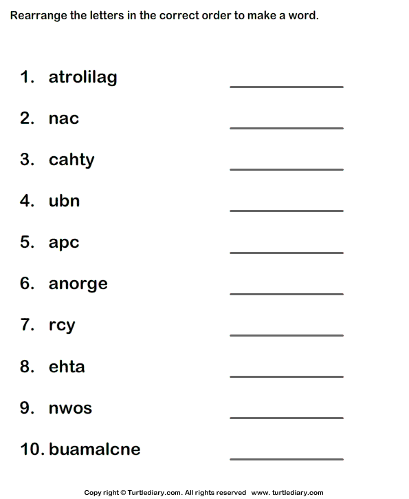 unscramble letters to form words