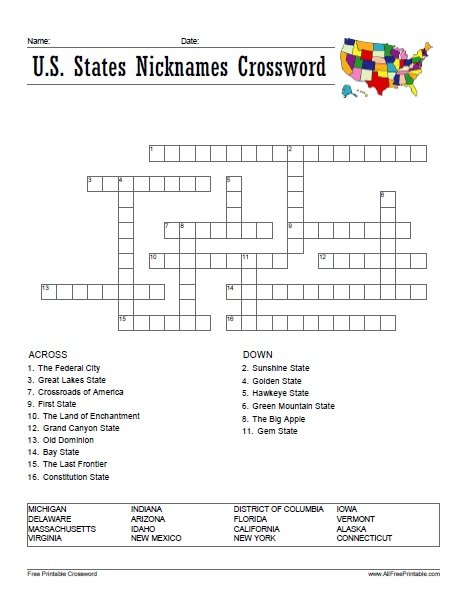 us state crossword clue 7 letters