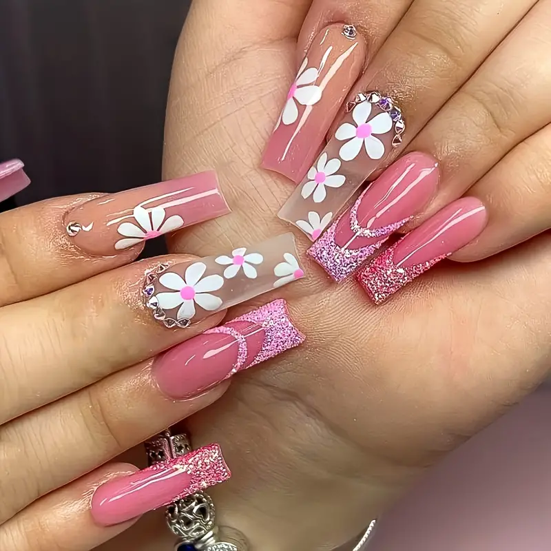 uñas postizas rosas