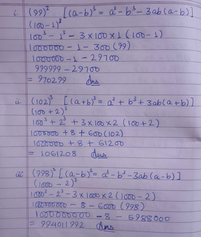 using identities evaluate 99 square