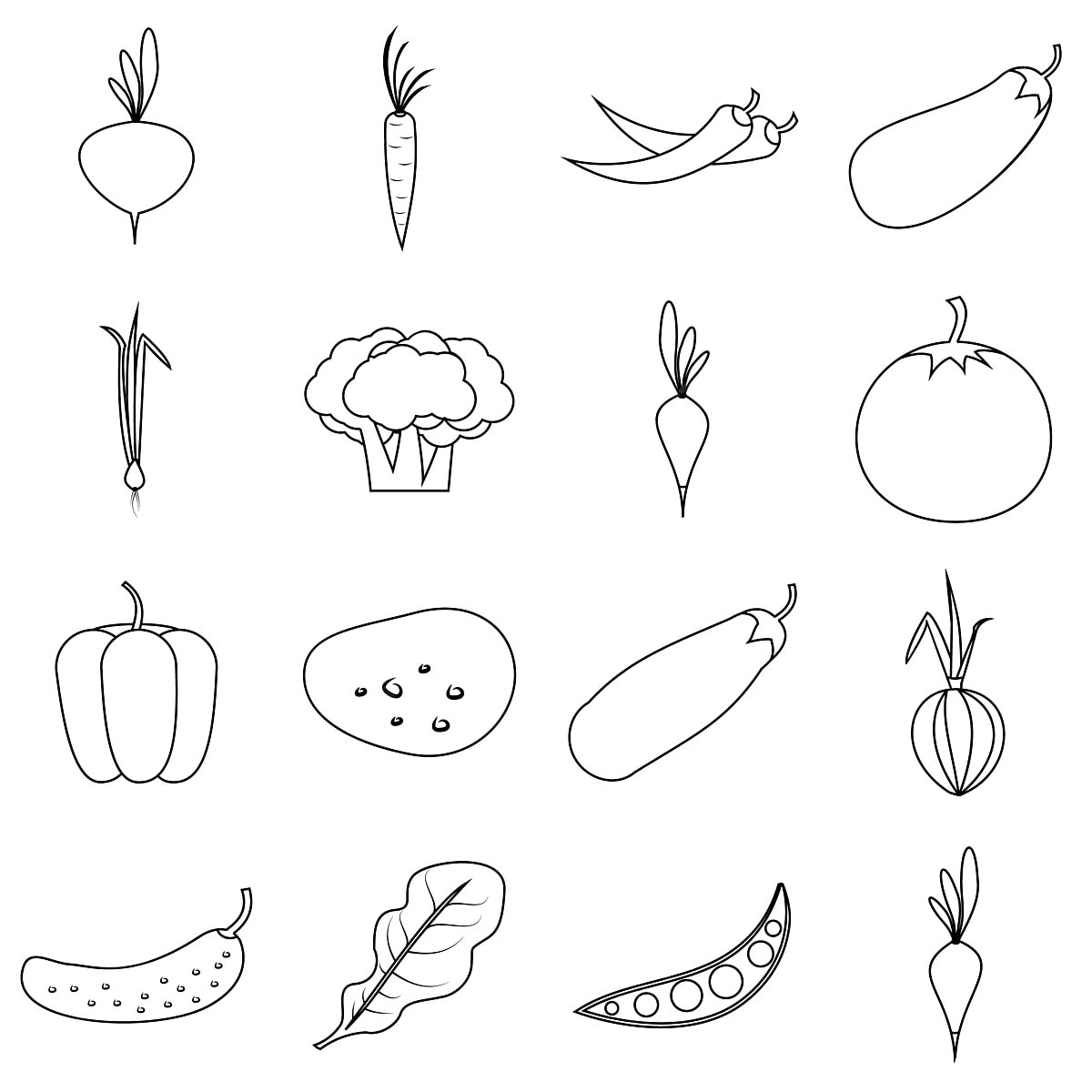 vegetable outline drawing