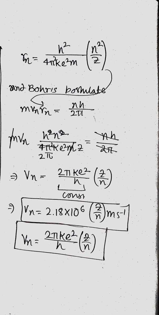 velocity of an electron in nth orbit