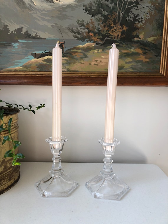 vintage clear glass candlesticks