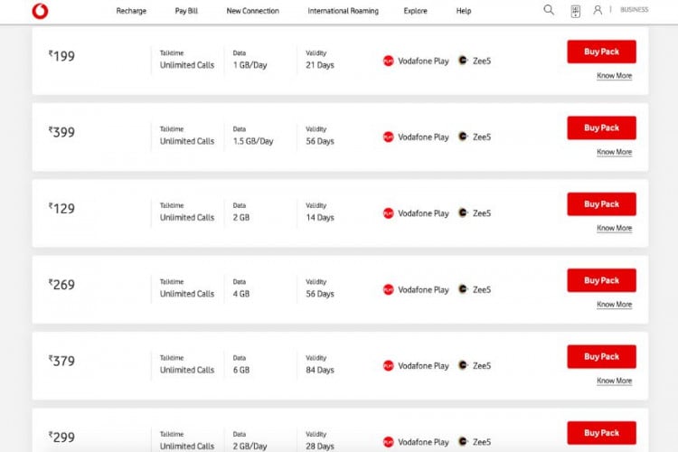 vodafone roaming pack for prepaid