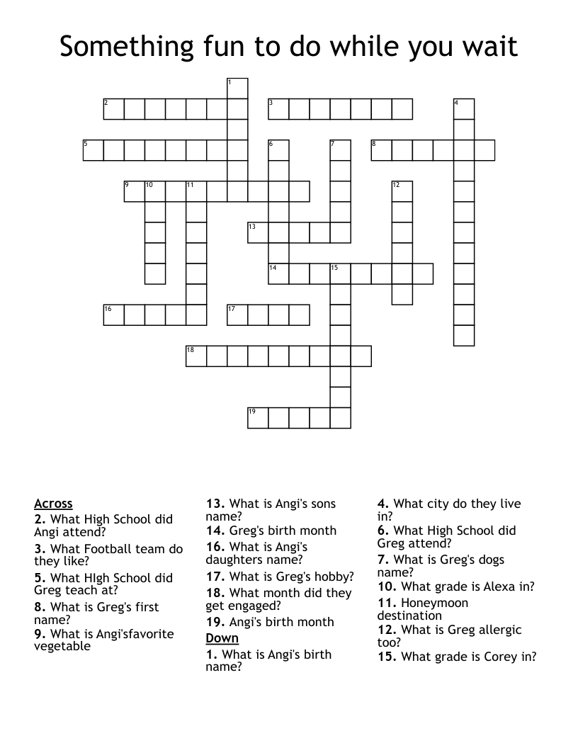 wait for it crossword