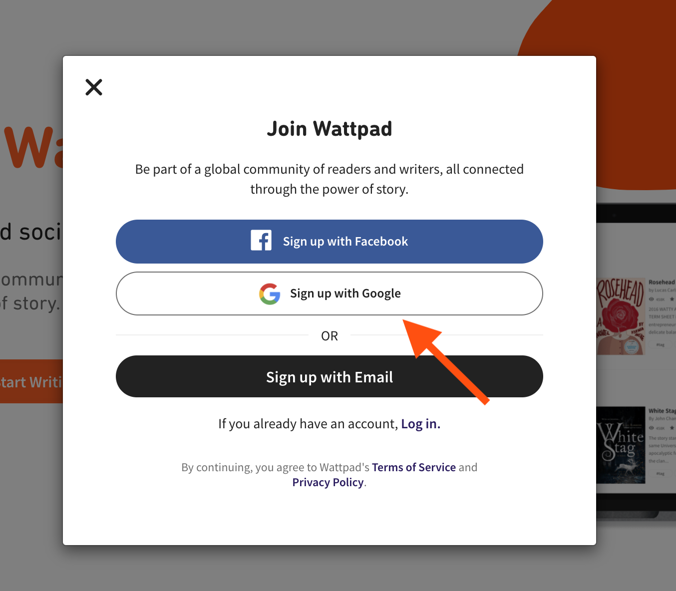 wattpad login