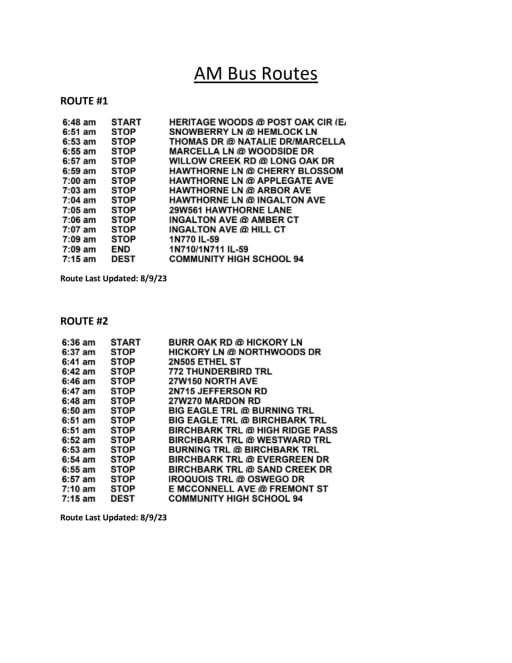 west chicago bus schedule