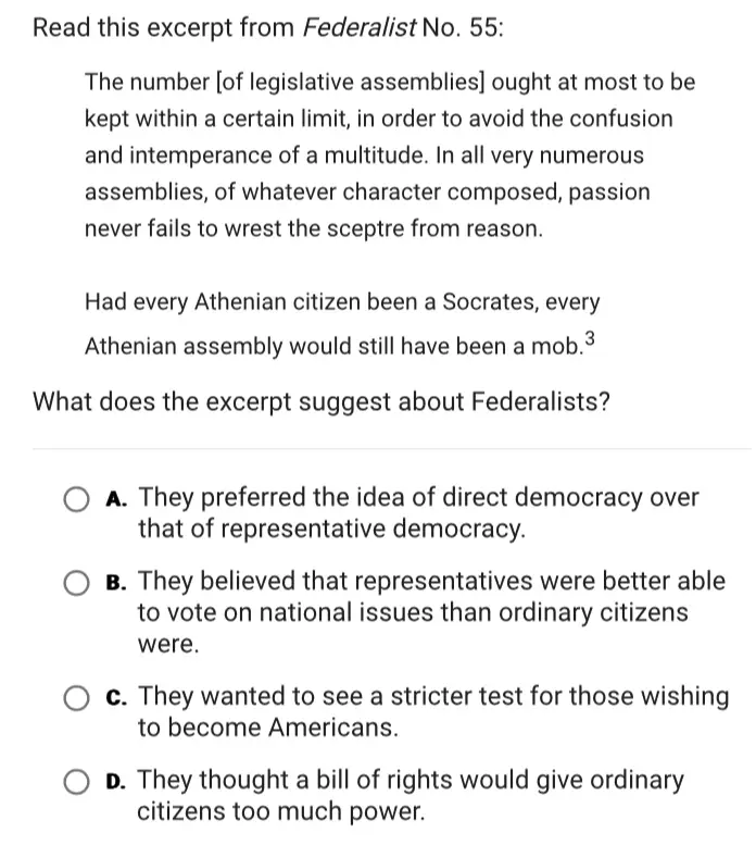 what does the excerpt suggest about federalists