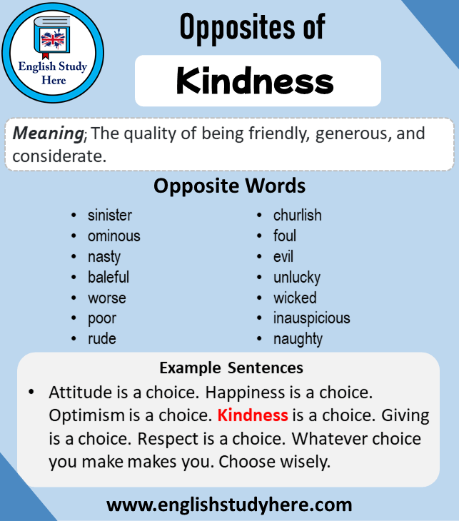 what is the antonym of kindness