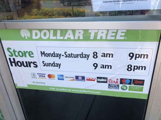 what time does dollar tree close.