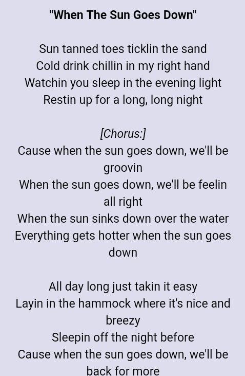 when the sun goes down lyrics