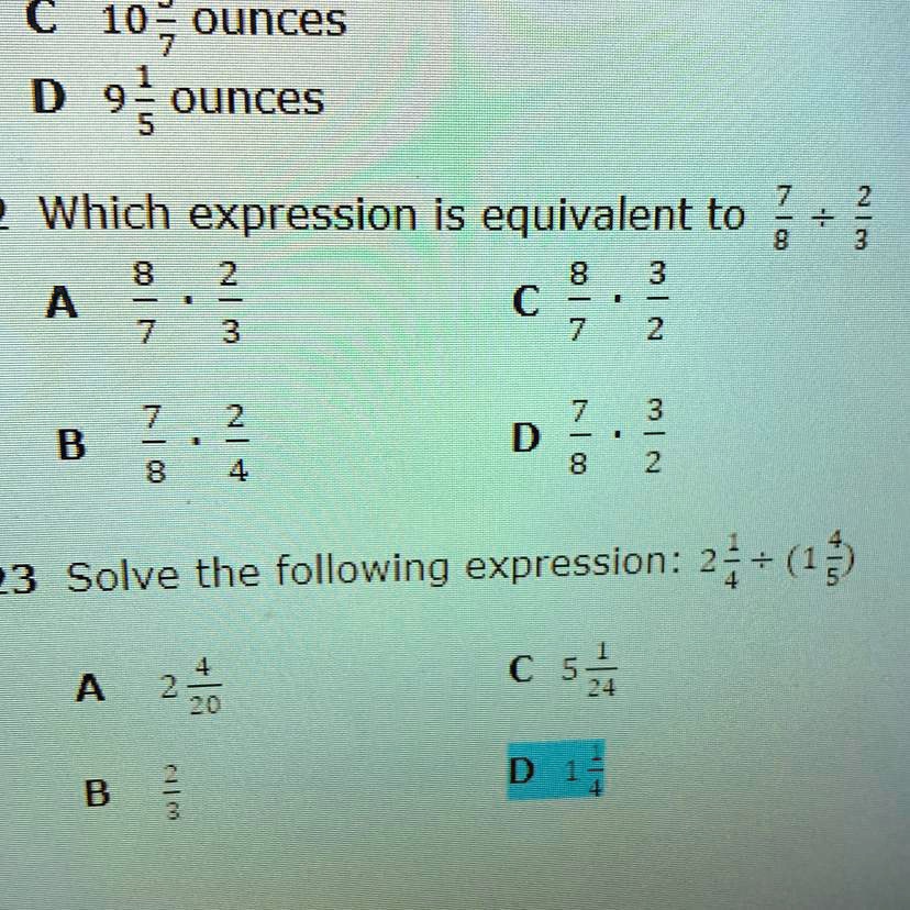 which expression is equivalent to