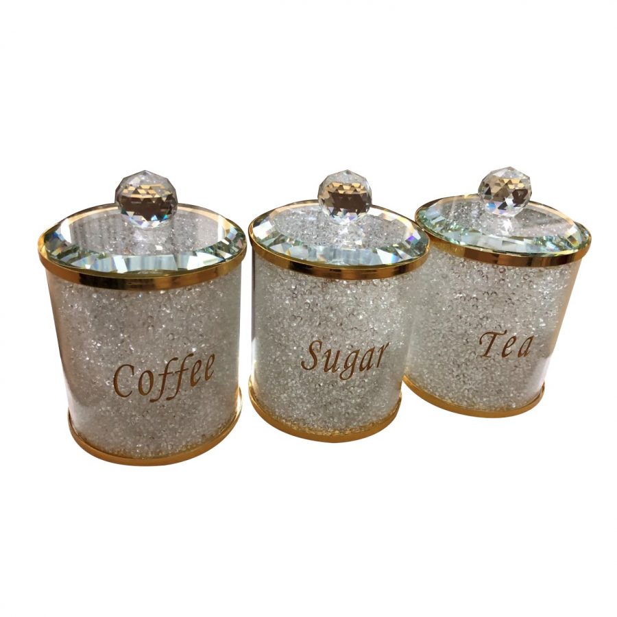 white and rose gold tea coffee sugar canisters