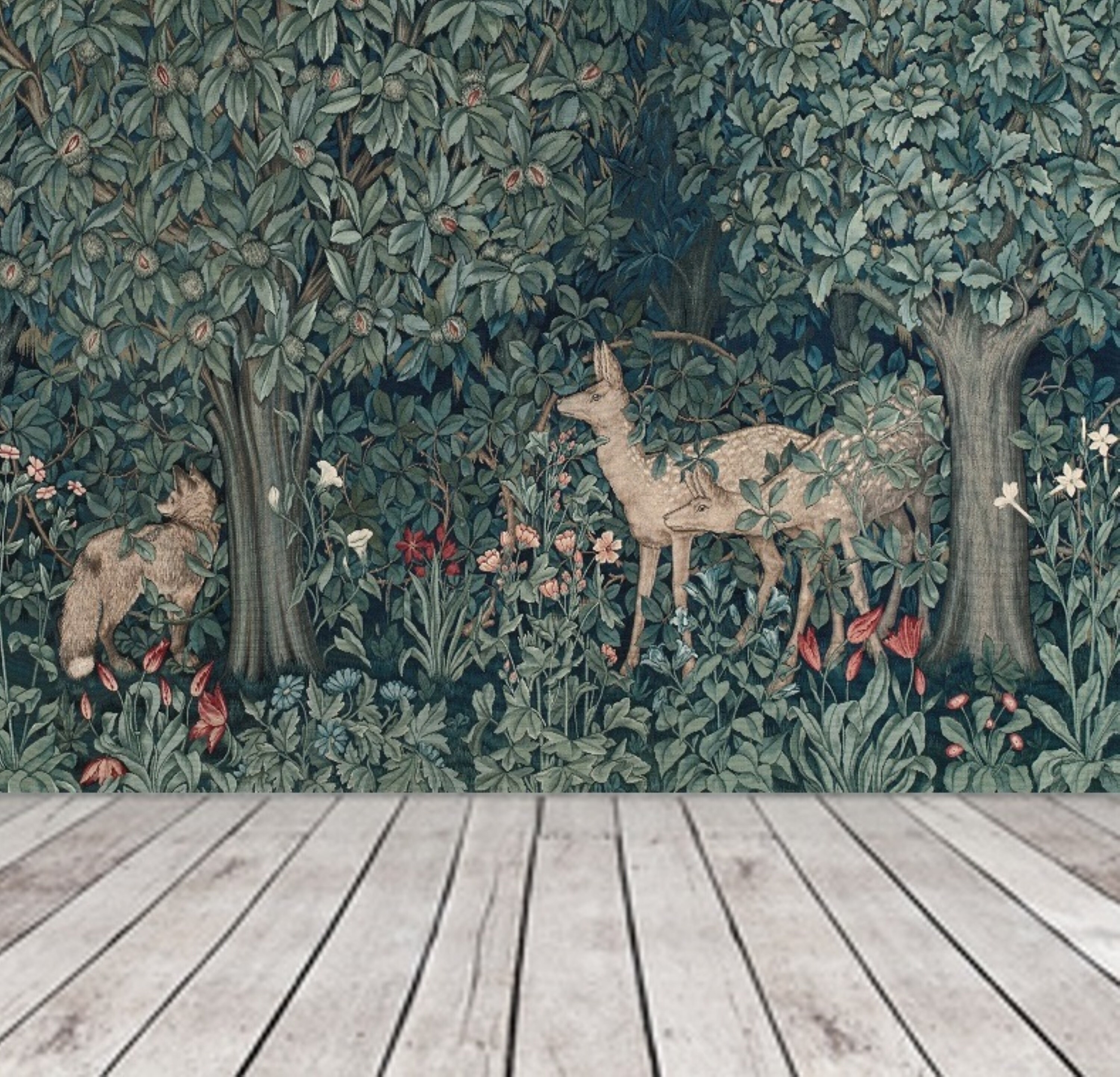 william morris deer wallpaper