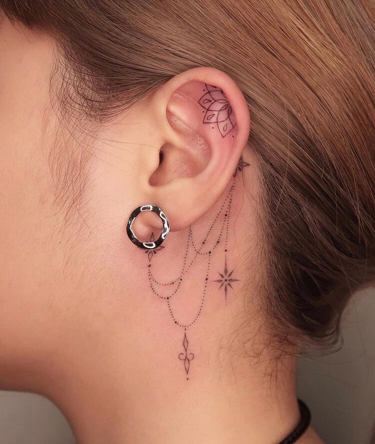 womens back of the ear tattoo