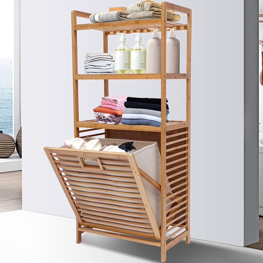 wooden laundry hamper