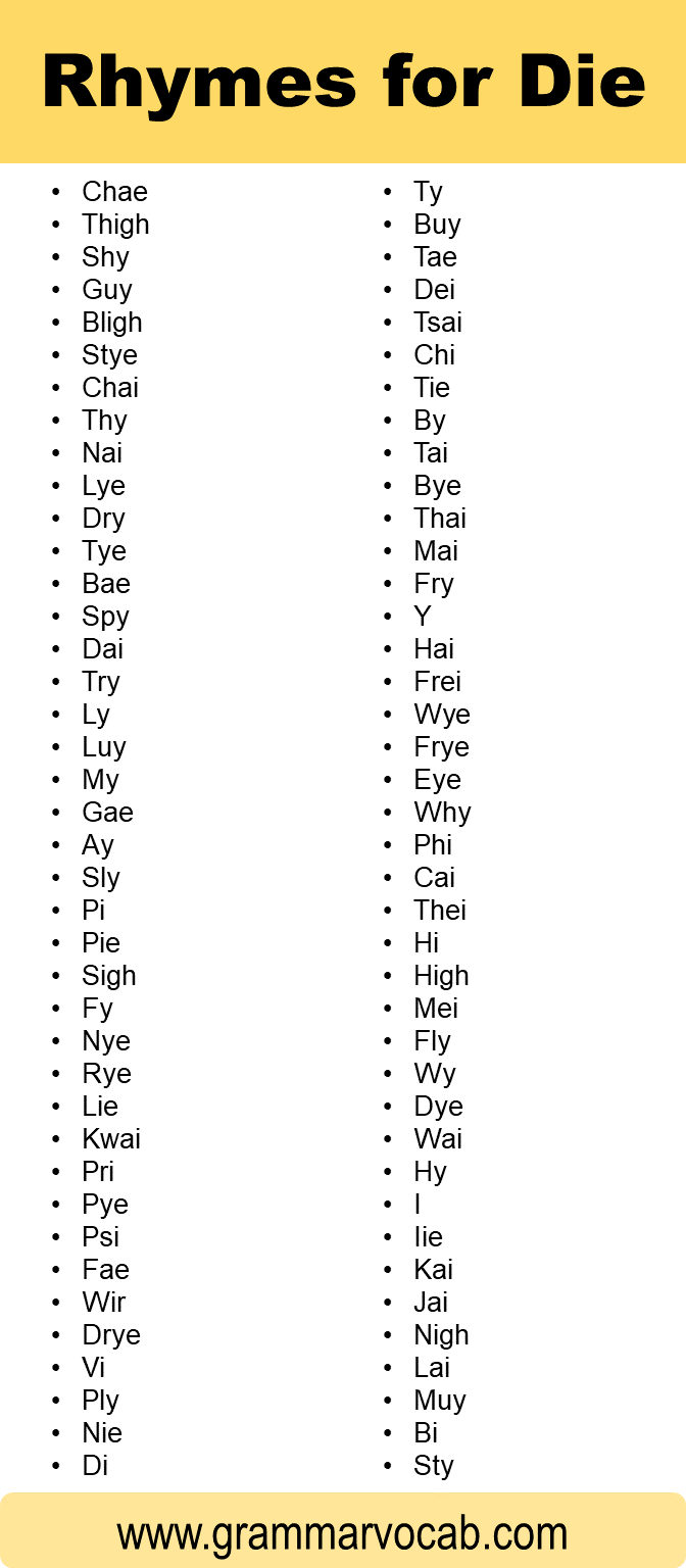 words that rhyme with die