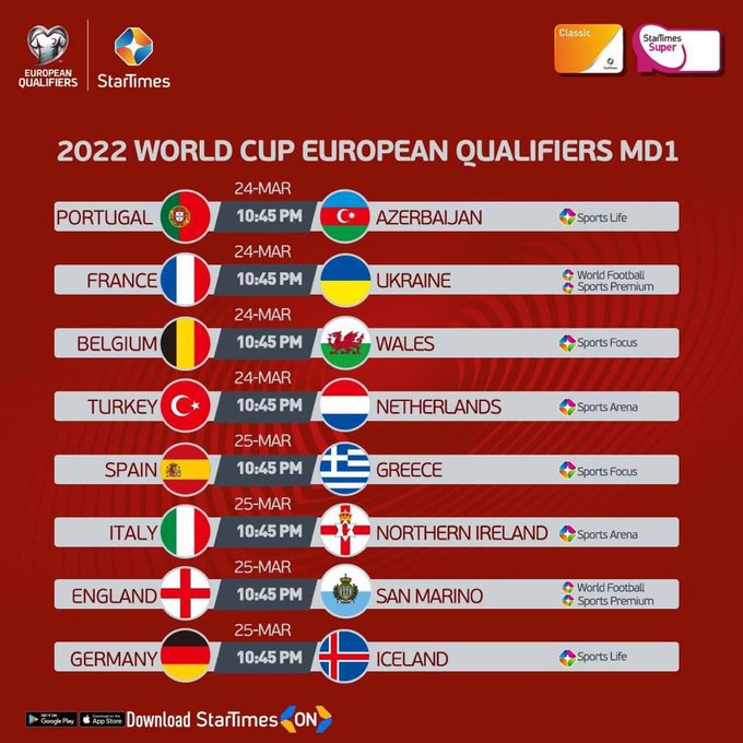 world cup qualifiers fixtures europe