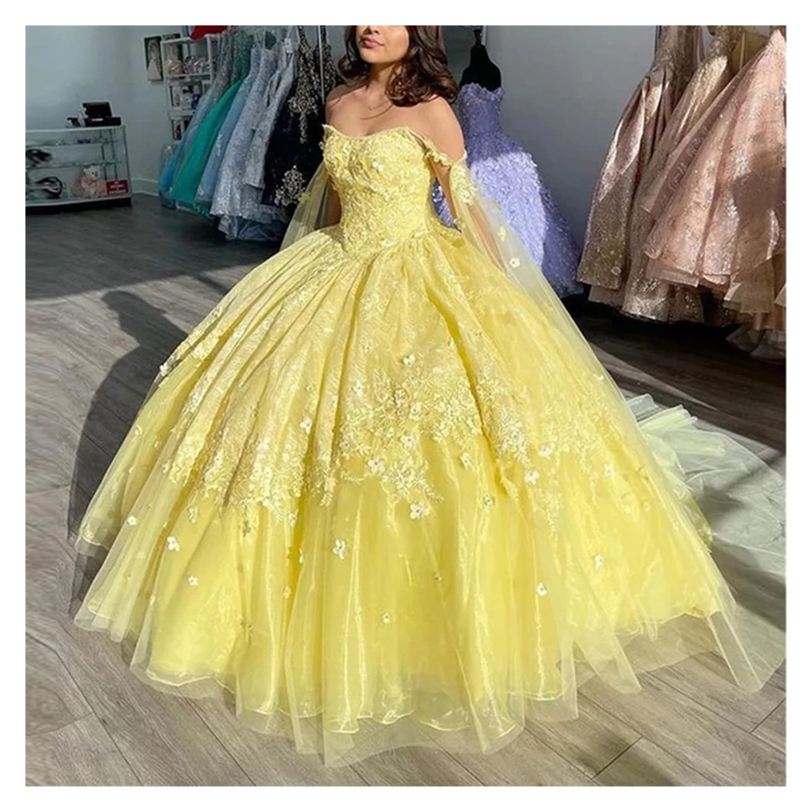 yellow ball gown